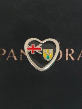 Pandora Caicos Islands Flag Bead Heart Charm Exclusive Travel Pendant S925 ALE